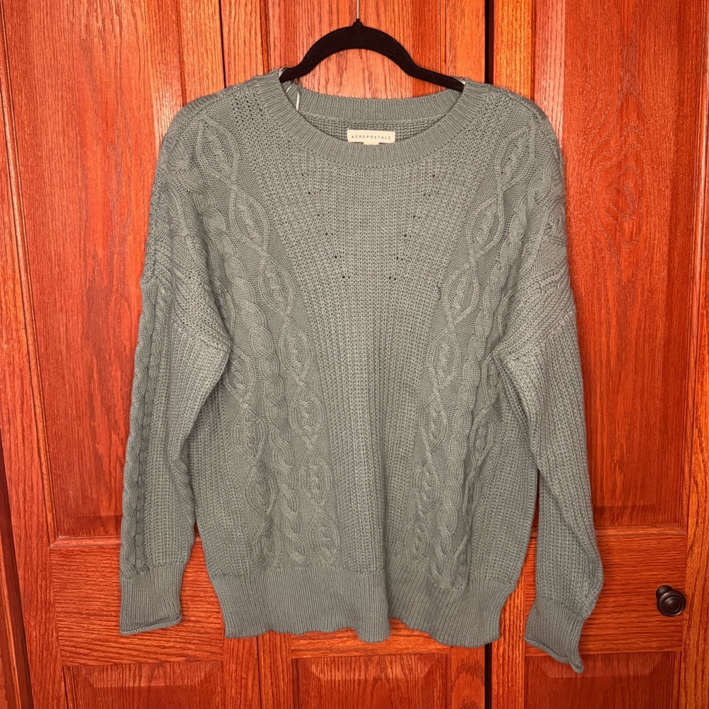 Aeropostale Green Cable Knit Sweater